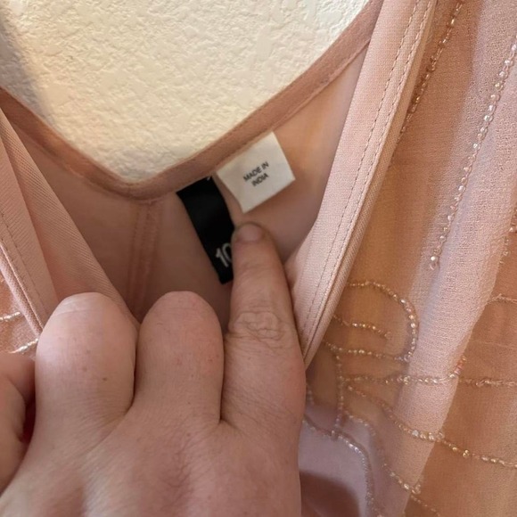 Vintage Y2K asymmetrical fairy babydoll dress w/ beaded art deco design size 10 - Picture 2 of 8